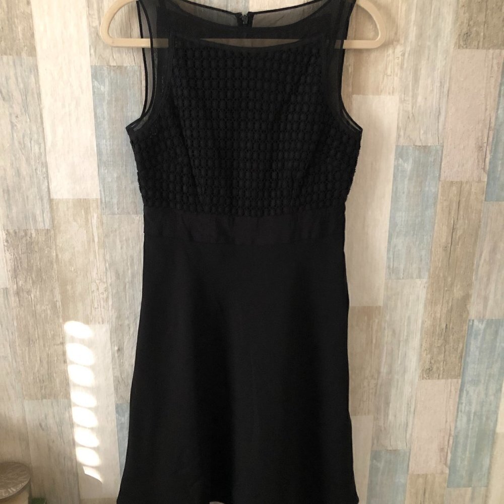 COAST Silk Dress Women's size 10 Black Sheer Lace Layered Empire Waist NEW